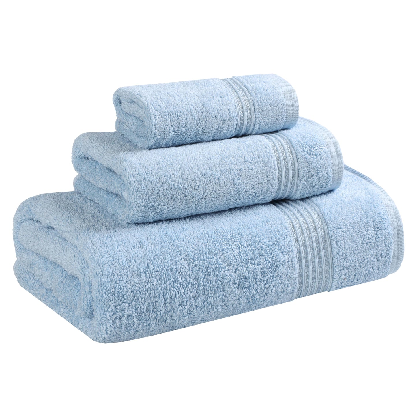 Superior Collection 100% Premium Long-Staple Combed Cotton 3-Piece Towel Set, Light Blue