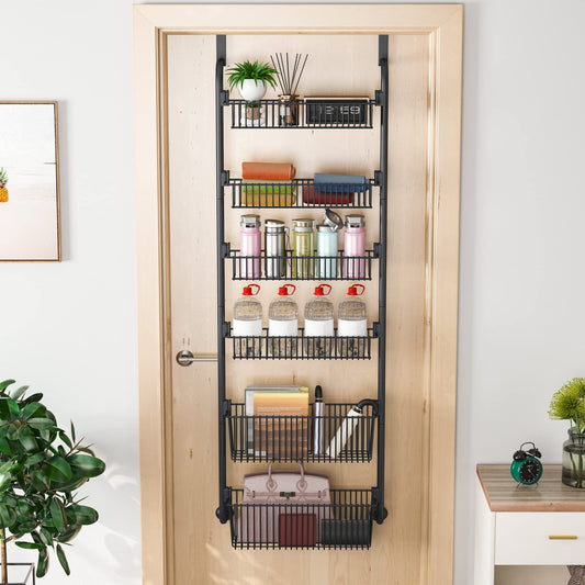 Over Wood Door Pantry Storage Kitchen 6-Tier Door Hanging Storage Metal Pantry Back of Door Storage And Organization Over Door Kitchen Storage Spice