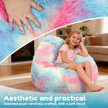 Fluffy Bean Bag Cover Cover Only, No Filler, Extra Large Plush Tie Dye Beanbag Chair Slipcover
