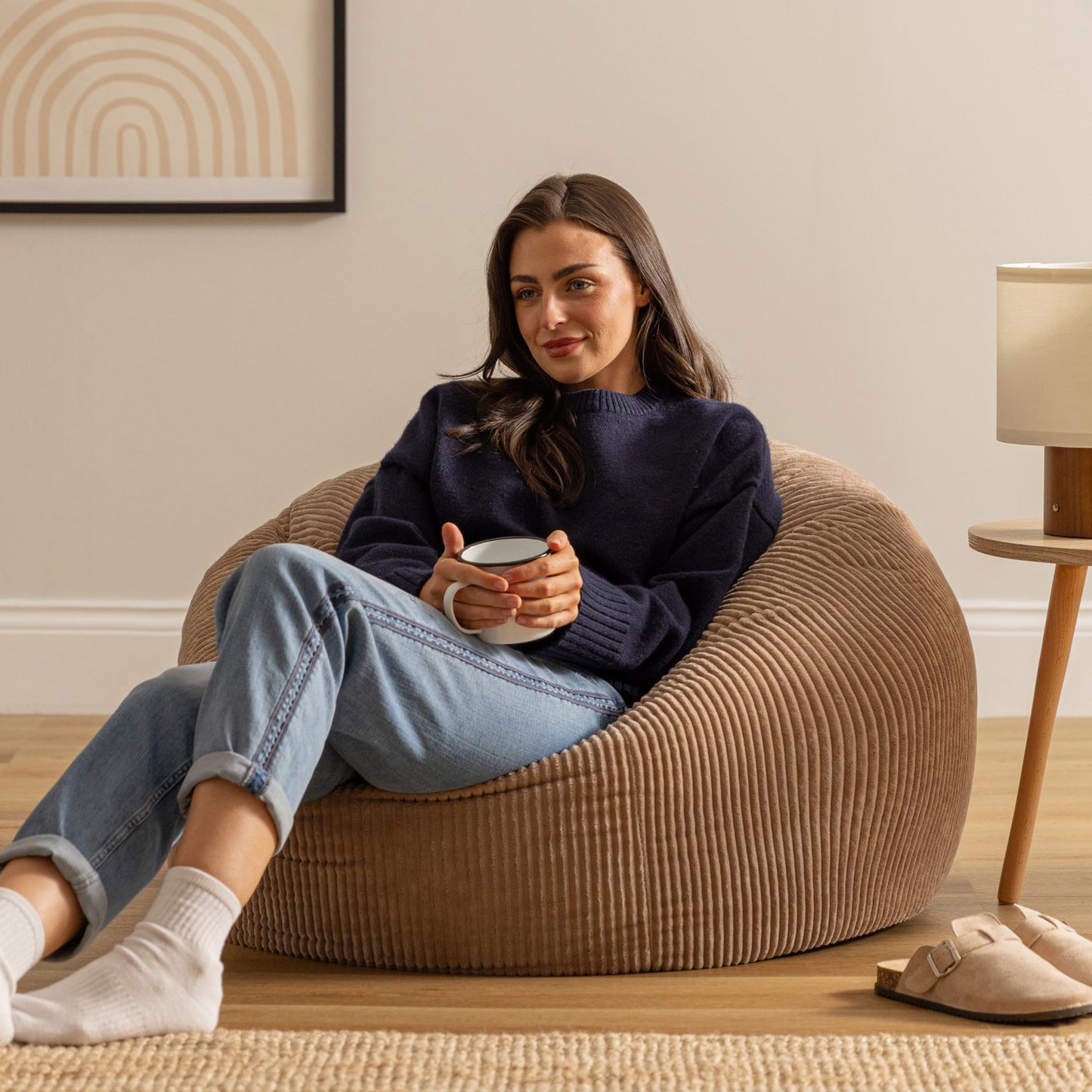 icon Kingston Cord Bean Bag with Filling Included, Set of 2, Brown