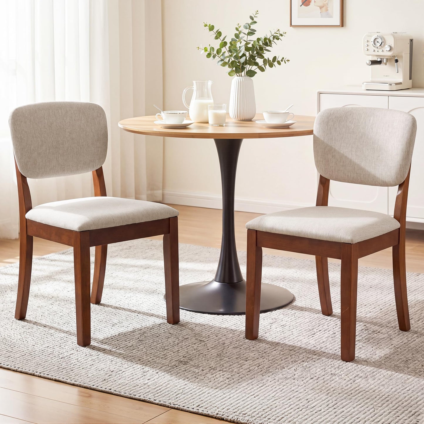 BonVache Upholstered High Back Kitchen Chair Dining Chairs set of 2