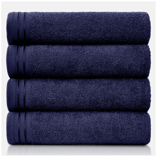 GC GAVENO CAVAILIA Large Towels Bath Sheet - Highly Absorbent Egyptian Cotton Towel Set - 4 Pack Extra Soft Large Bath Towel Navy - Quick Dry Bath