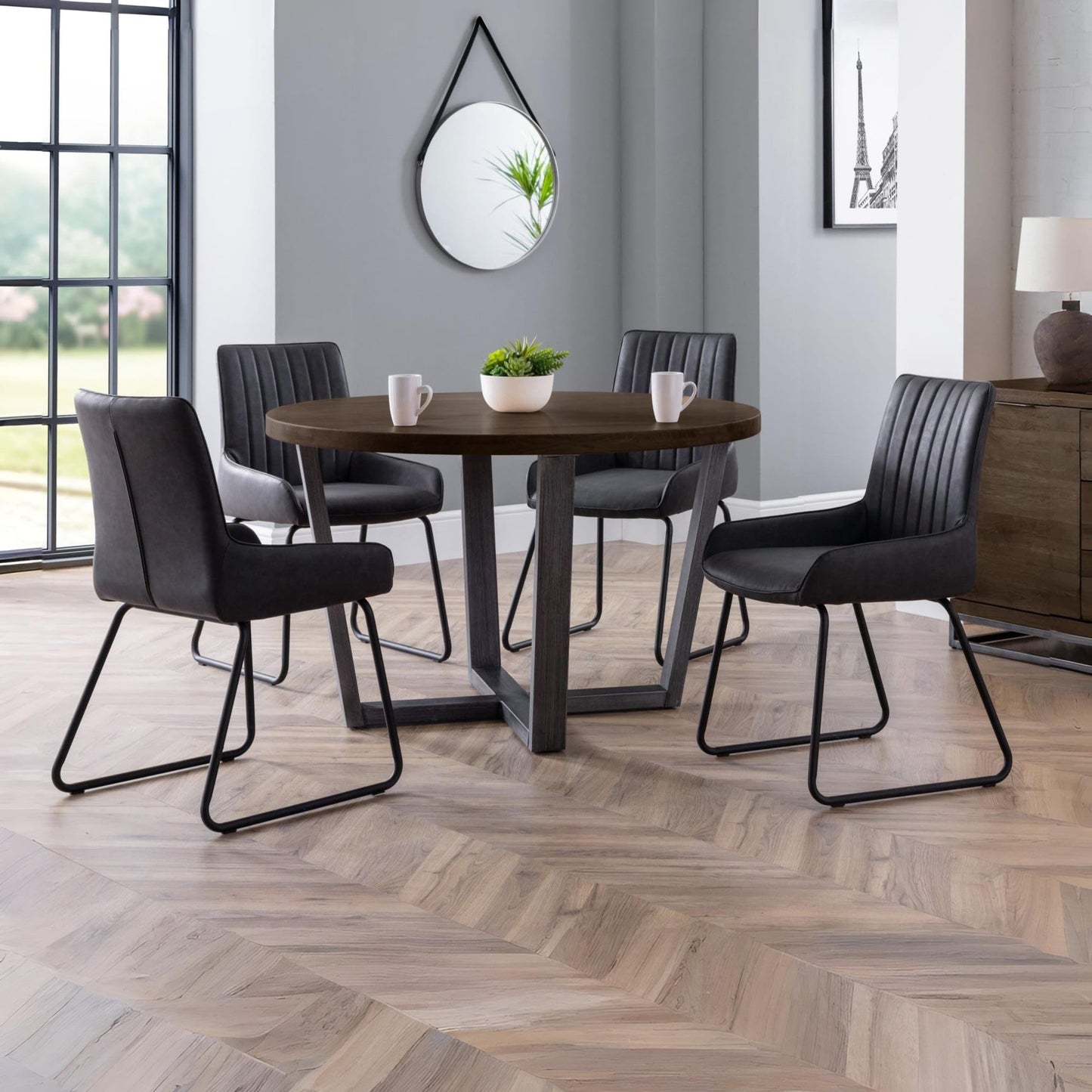 Julian Bowen Soho Dining Chairs, Set of 2, Faux Leather, Black - H86xW50cm