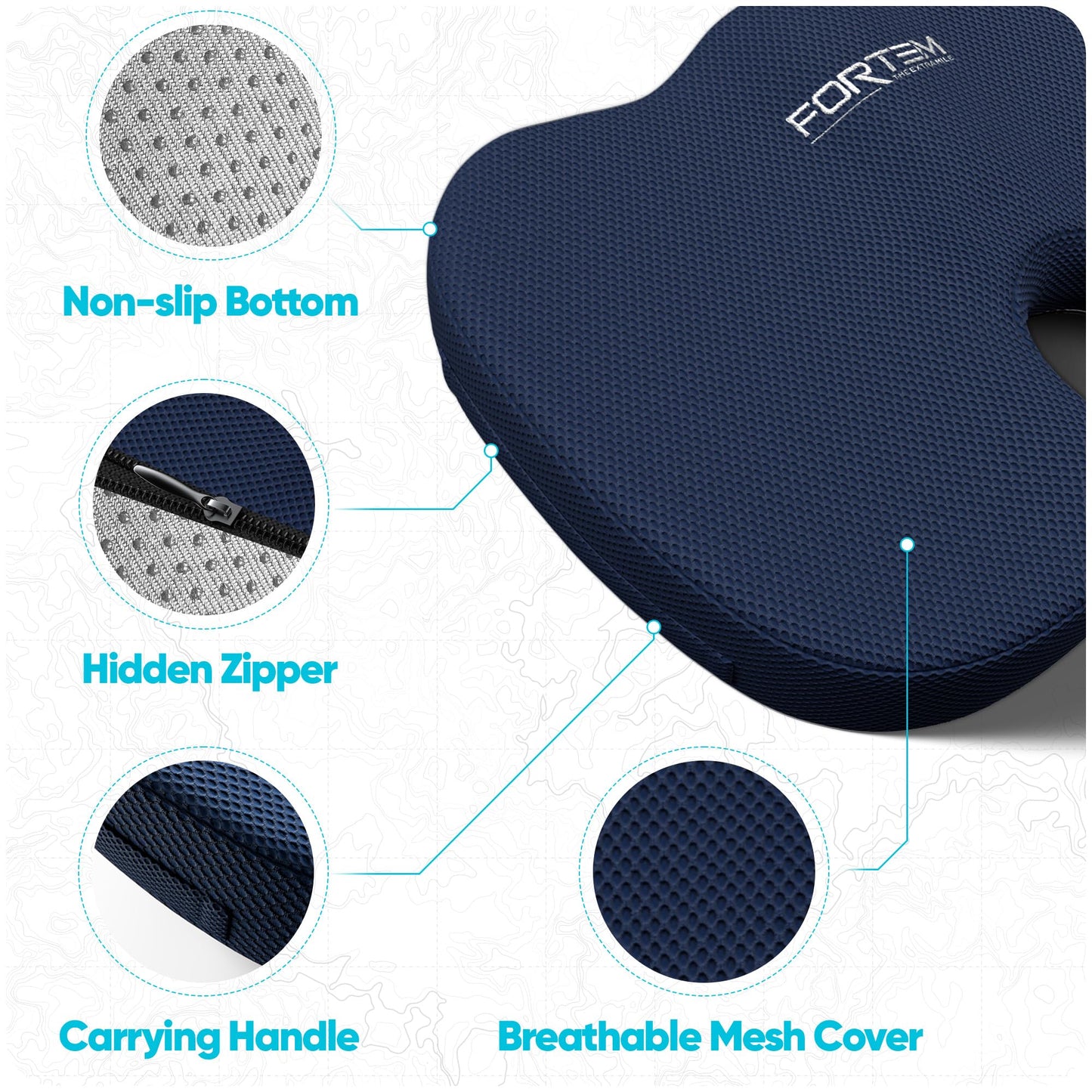 FORTEM Seat Cushion & Lumbar Support for Office Chair, Car Seat Combo