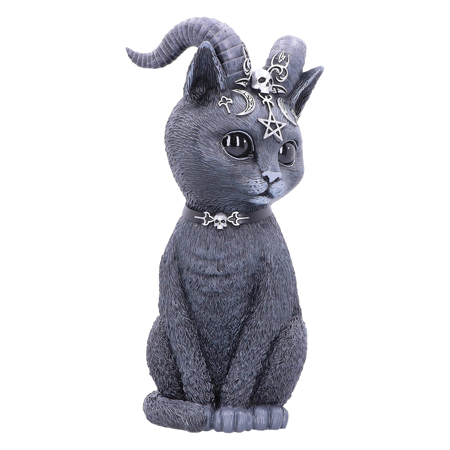 Nemesis Now Large Pawzuph Horned Occult Cat Figurine, Black, 26.5cm