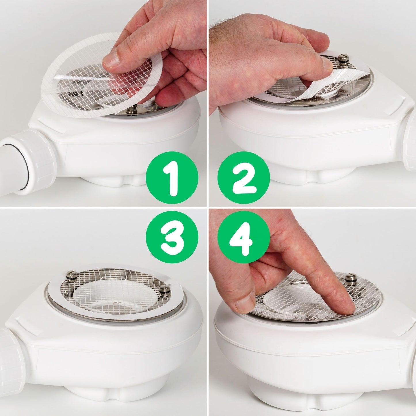 Drain hair catcher for gluing, 12 pcs, compatible with Viega Tempoplex shower drain year 2001-2006, disposable strainer sticker, shower tray filter