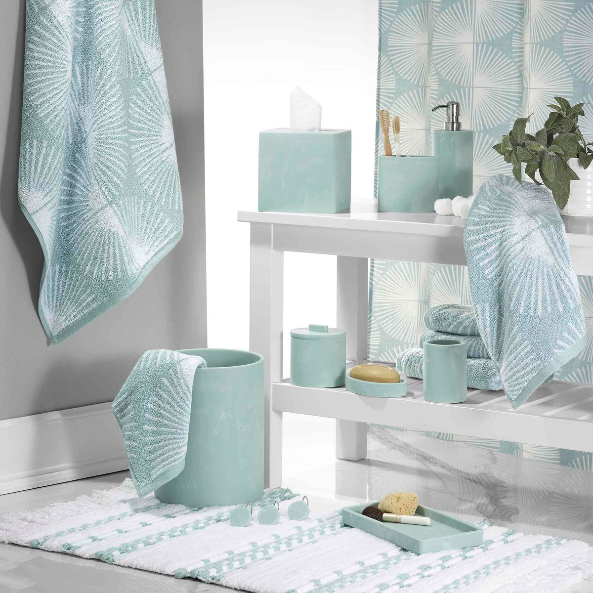 Nicole Miller - Wastebasket, Decorative Trash Can, Dorm Room Essentials Kendall Collection, Oasis