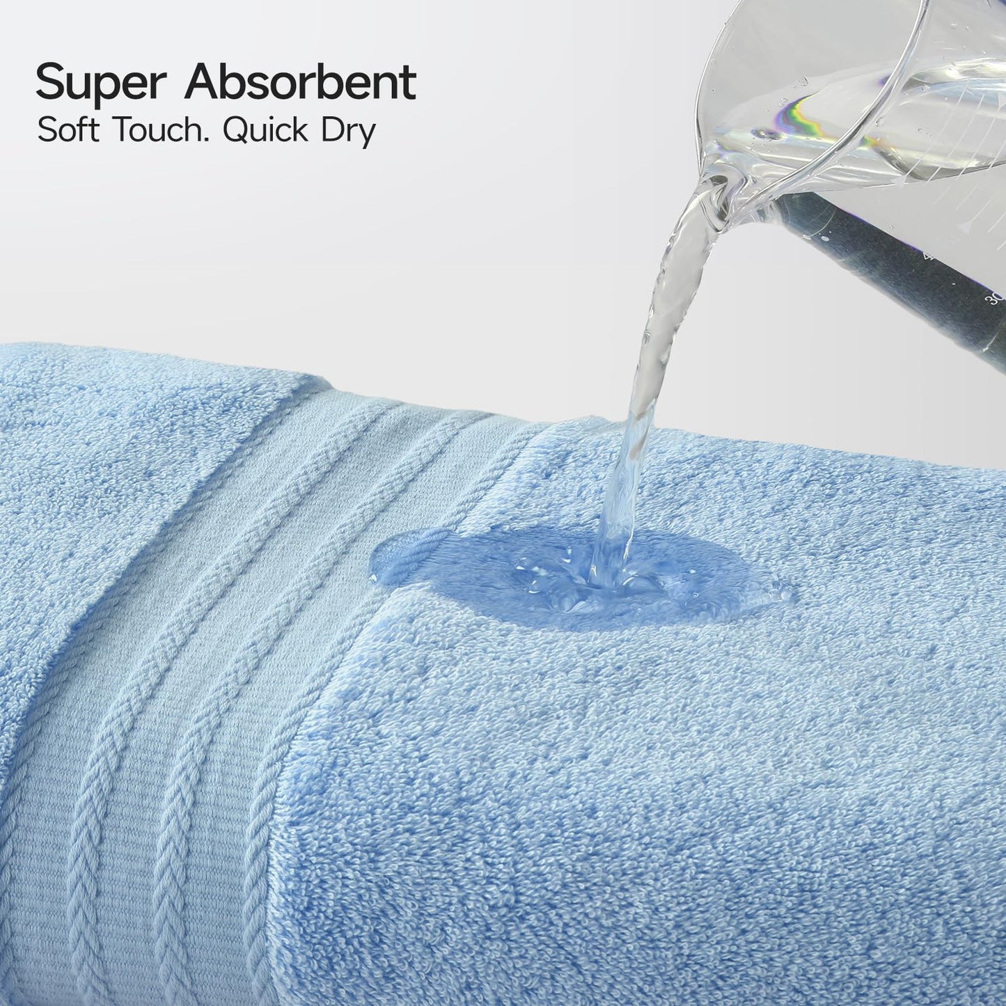 REDKISS 8 Piece Blue Towels Set with Hanging Loop-Quick Drying & Soft