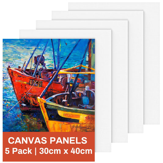 Canvas for Painting 30X40cm, 5 Packs Blank Canvas Board Cotton Acid-Free for Acrylic Paint, Oil Paint & Wet Water Art Media, Hobby Painters and