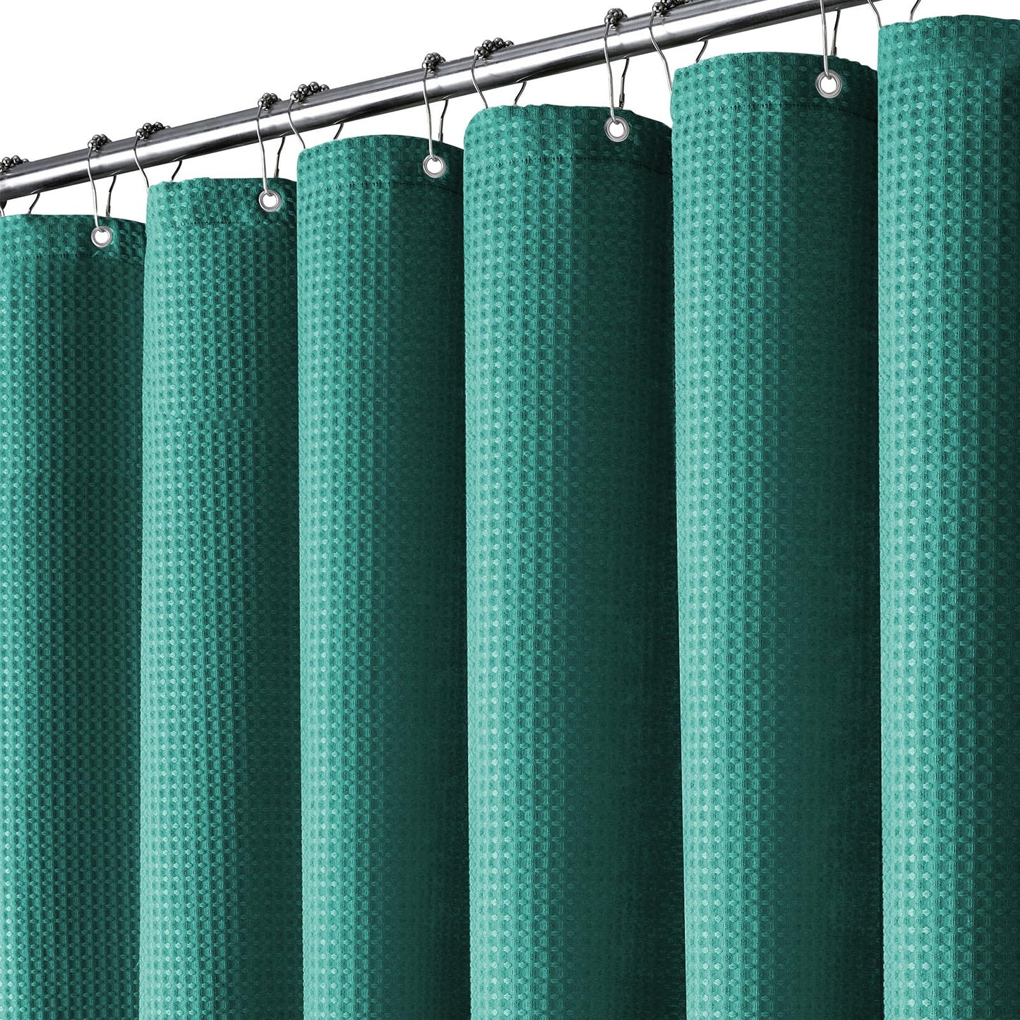 BTTN Waffle Weighted Shower Curtain, Waterproof, 182x182cm, Seaweed Green