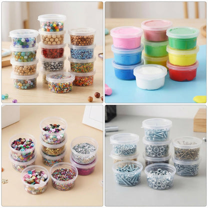 Feelava Slime Containers 24 Pack, Leakproof Clear Plastic Foam Ball Storage Cups Storage Jars Containers With Lids Slime Pots Tubs 40g