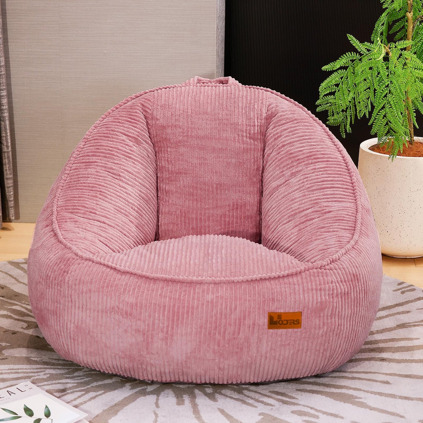 UODERS Bean Bag Chair for Teens & Kids, Corduroy Sofa Chair with Handle for Reading, Gaming, Cute Boneless Beanbag Sofa with Foam Filling