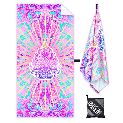 Large Thin Microfibre Beach Towel with Bag for Adult Men Women,160x90cm Pink Eyes Beach Towels Quick Dry Sand Free Lightweight Swim Bath Towel for