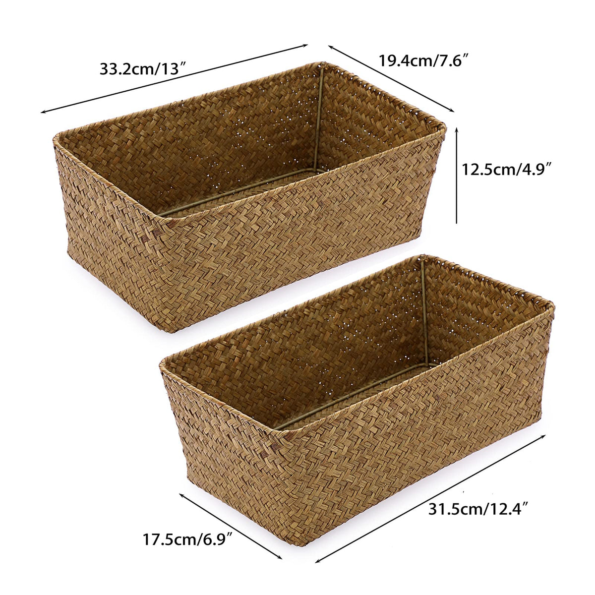 SUMTree Set of 2 Natural Seagrass Nesting Baskets Caramel, Large