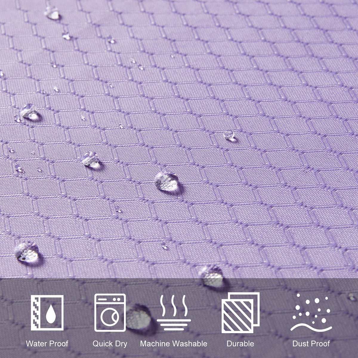 Furlinic Long Shower Curtain Waffle Waterproof Mildew Resistant Purple Bath curtains Polyester Fabric Weighted for Bathroom with Hooks 71x84 Inch.