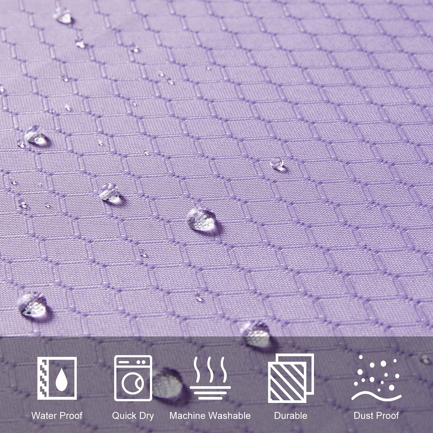 Furlinic Shower Curtain Mould Proof Resistantand Waterproof Bath Curtains Purple 180x180cm Waffle Polyester Fabric Washable for Bathroom with Hooks