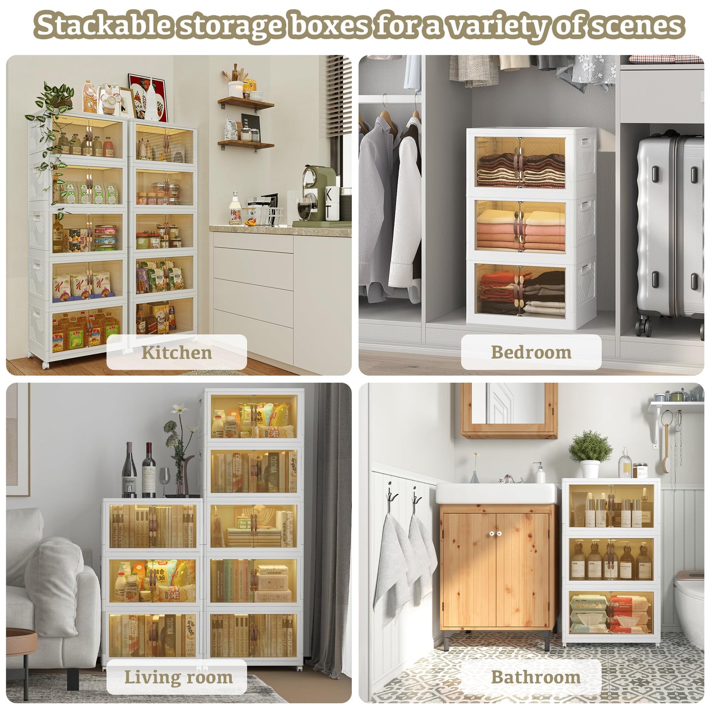Stackable Plastic Storage Boxes with Lids White Storage Box on Wheels