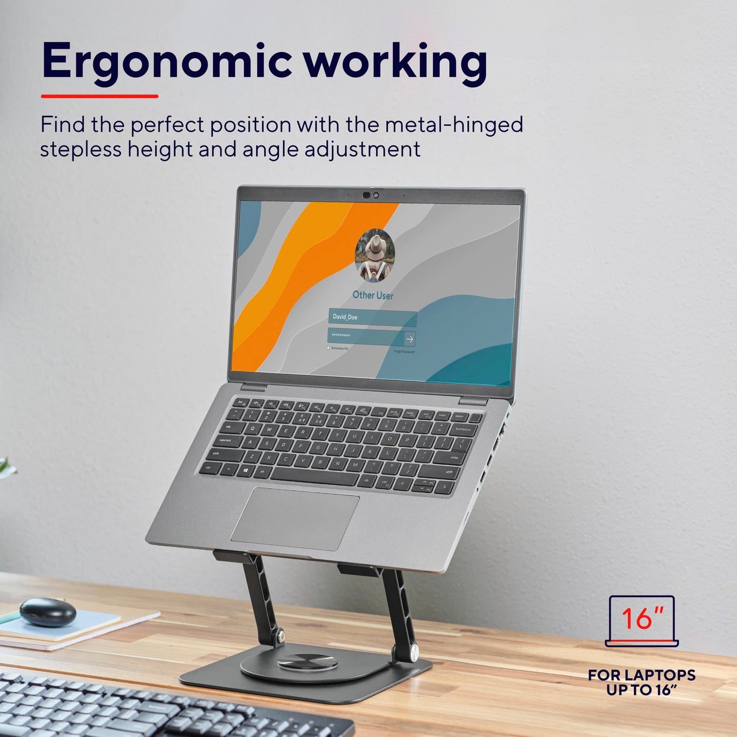 Trust Zeff Ergonomic Laptop Stand for Desk with 360 Degrees Rotation, Black