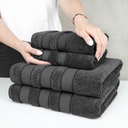 American Soft Linen Bath Towel Set, Luxury Salem Collection 100% Turkish Combed Cotton 6 Piece Towel Set