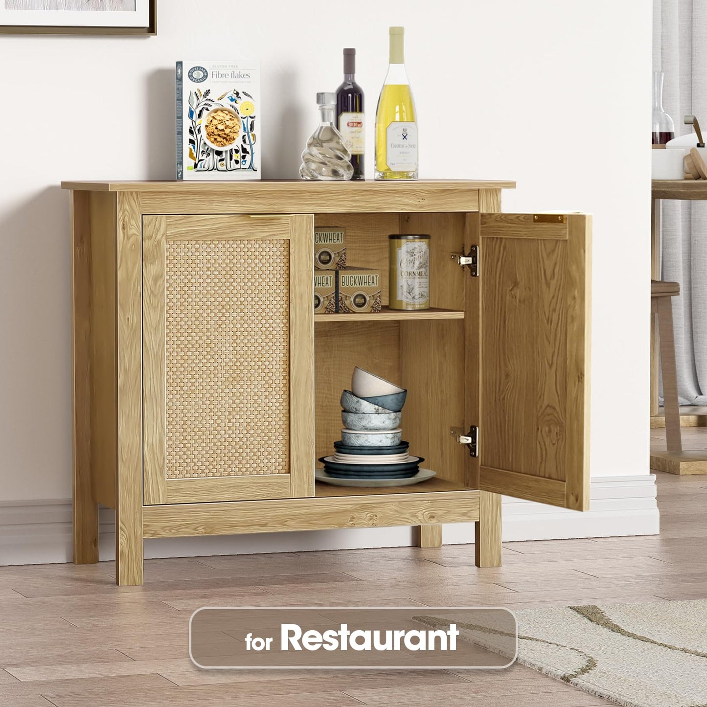 Skokliz Sideboard Storage Cabinet, Modern Kitchen Cupboard with Adjustable Shelf, Floor Cabinet with Doors, Sideboard for Living Room, Dining Room