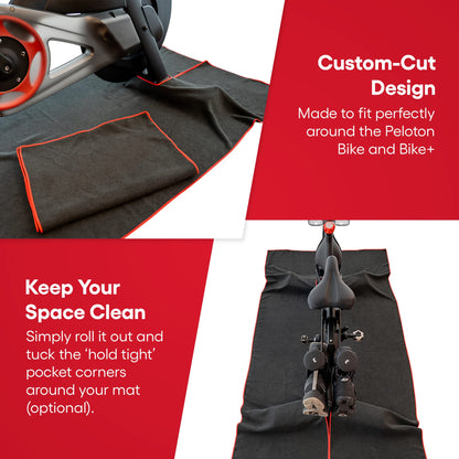 TrubliFit Mat Sweat Towel for The Peloton Bike & Bike+ Accessories for Peloton - Easy Cleanup for Intense Hill Climbs