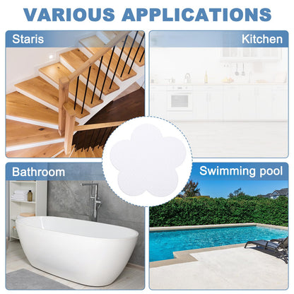 PATIKIL 12 Pcs Non Slip Bathtub Stickers, Anti Slip Shower Stickers with Scraper Bathroom Shower Floor Decals Flower Shape Cute Treads Tubs, White