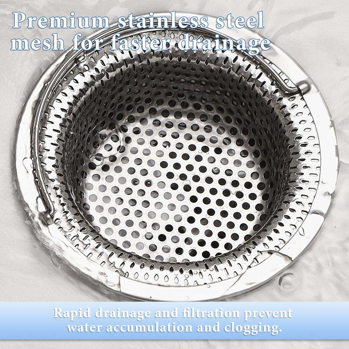 Kitchen Sink Strainer - ShiningUU 2 Pack Sink Strainer Basket Stainless Steel Drain Protector & Hair Catcher | Fits Kitchen, Bathroom, Shower Drain