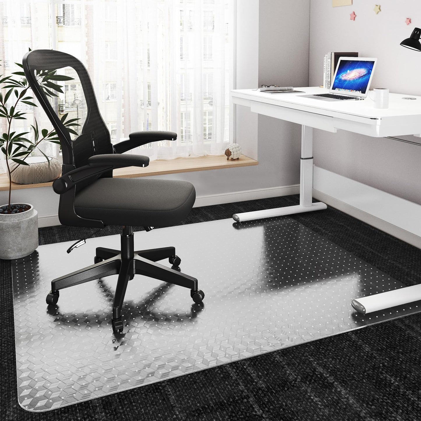 Office Chair Mat for Carpets, 120 x 90 cm Desk Chair Mat for Rolling Chairs on Low Pile Carpets, Easy Glide Floor Mat for Home, Gaming