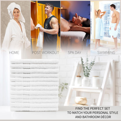 CityComfort Flannels Pack of 12 Face Towels 100% Cotton 550 GSM 30x30cm Highly Absorbent Soft Wash Cloth Household Essentials White - 12 Pack
