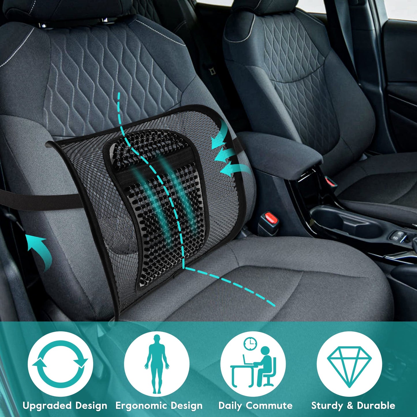 m zimoon Mesh Back Support 2 Pack,Lumbar Support Cushion with Elastic Strap