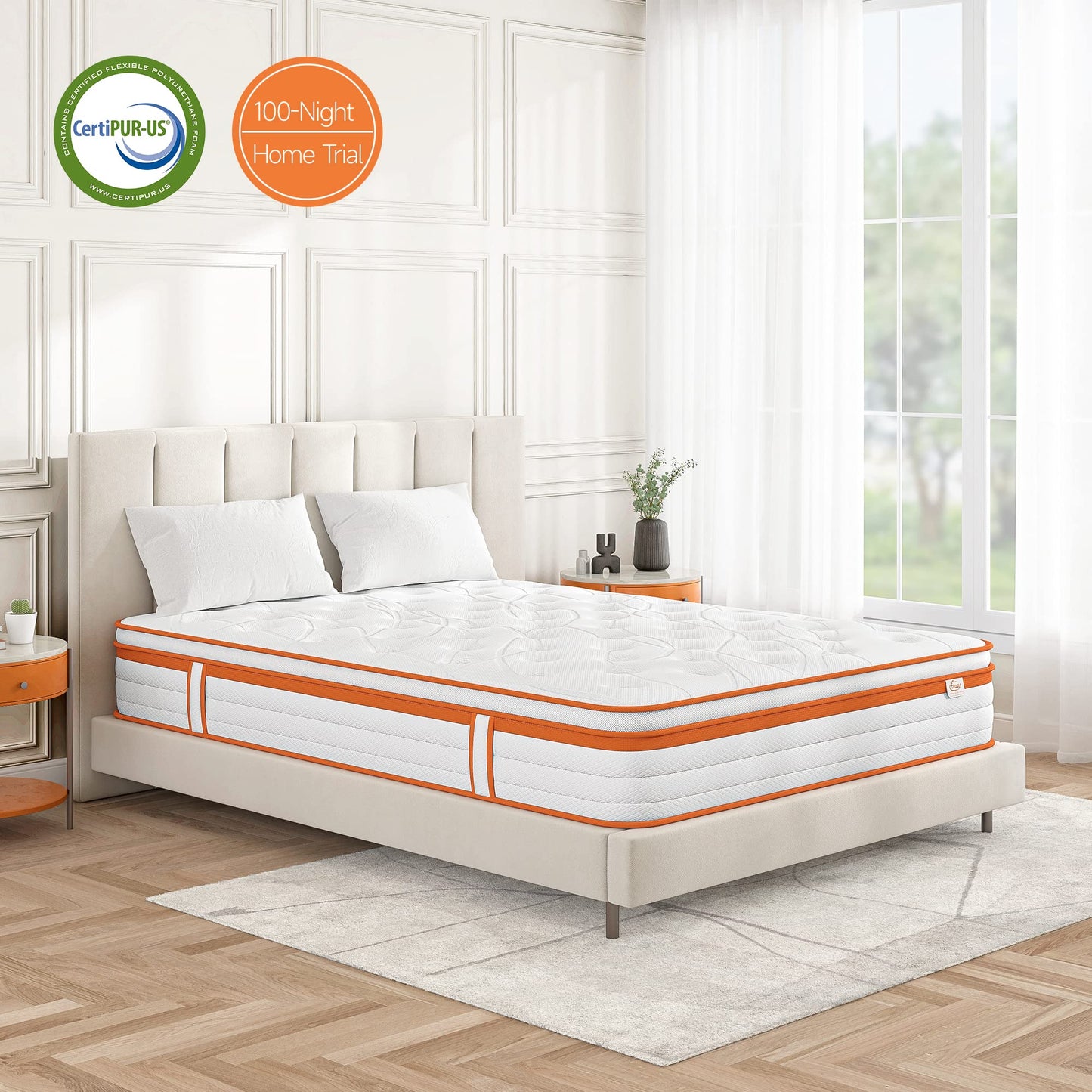 TeQsli King Mattress 5FT, 10 Inch Memory Foam 7 Zone Support King Mattress Pocket Sprungs Wave Memory Foam Hybrid - Medium Firm