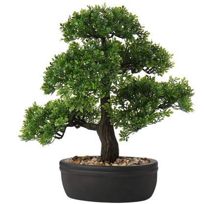 Briful 14.1" Artificial Bonsai Tree Fake Plant Japanese Bonsai Decoration Potted Faux Pine Plants Bonsai Cedar Tree for Indoor/Outdoor Home Office