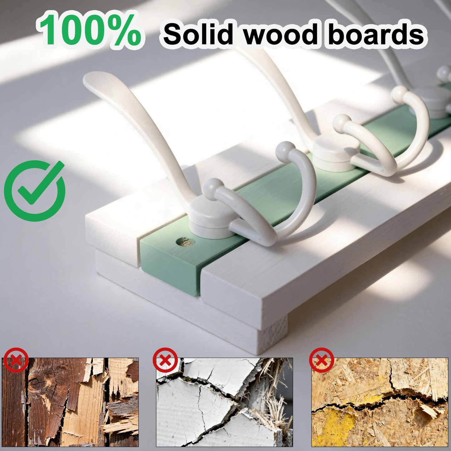 SKOLOO Coastal Wall Mounted Coat Rack - 16-7/8" Beach House Entryway Wooden Coat Hook with 5 Hooks for Hanging Coats, Hats or Towels
