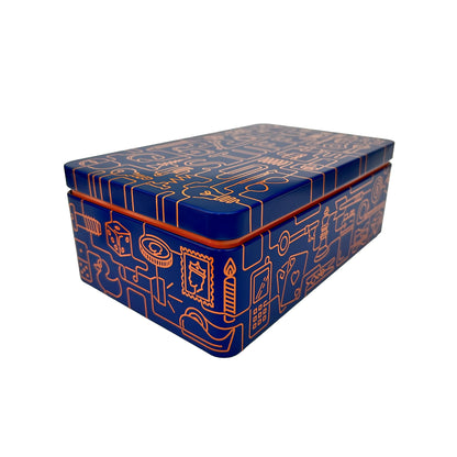 TINIT Stuff Tin - Man Tin Miscellaneous Storage Box Navy/Orange