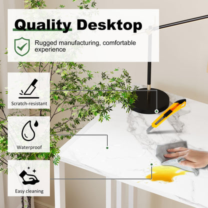 Lutown-Teen Small Folding Desk 90 cm, White Marble