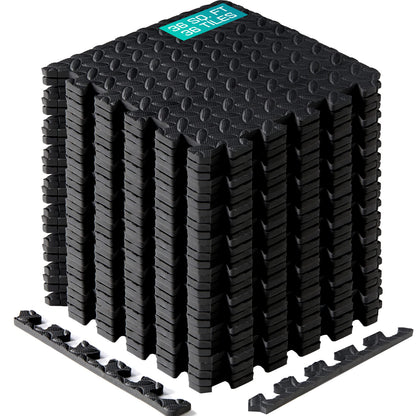 Yes4All M8RZ Interlocking Exercise Foam Mats with Border ? Interlocking Floor Mats for Gym Equipment ? Eva Interlocking Floor Tiles (Black)