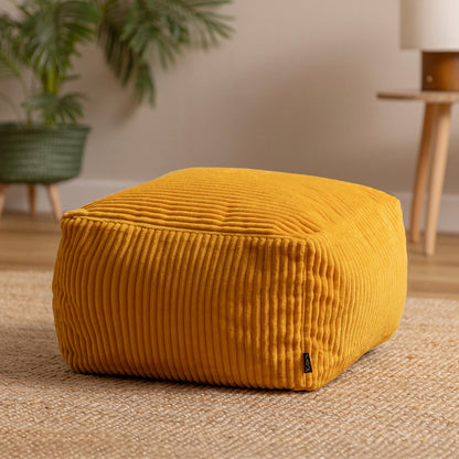 icon Amara Small Cord Bean Bag Footstool with Filling Included, Yellow