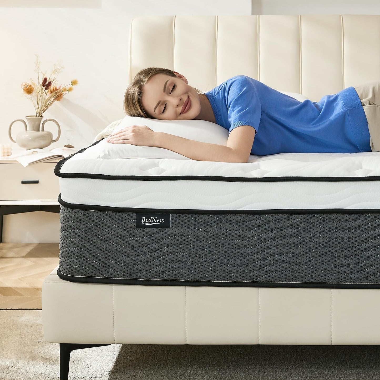 Bednew Small Double Mattress 4FT, 11 Inch Innerspring Hybrid Mattress with Breathable Foam and Pocket Spring For Gentle Support and Cool Comfort