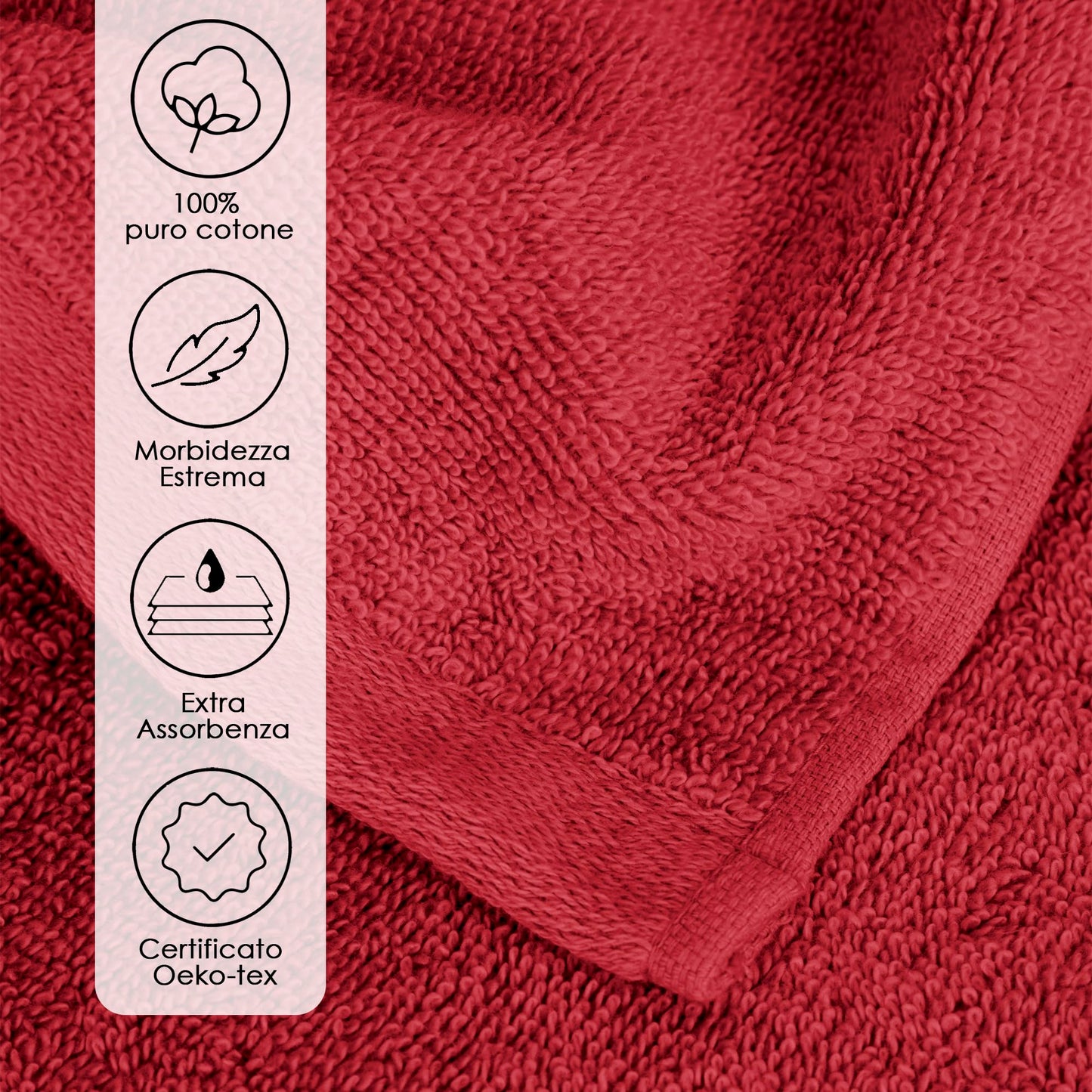 Ruggeri, Set 2 Bath Towels 70x140 cm, Cotton, Red