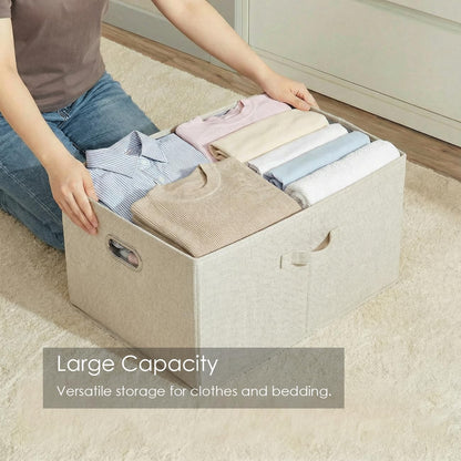 Prandom Storage Boxes with Lids Extra Large,58x40x30cm,Beige1-Pack