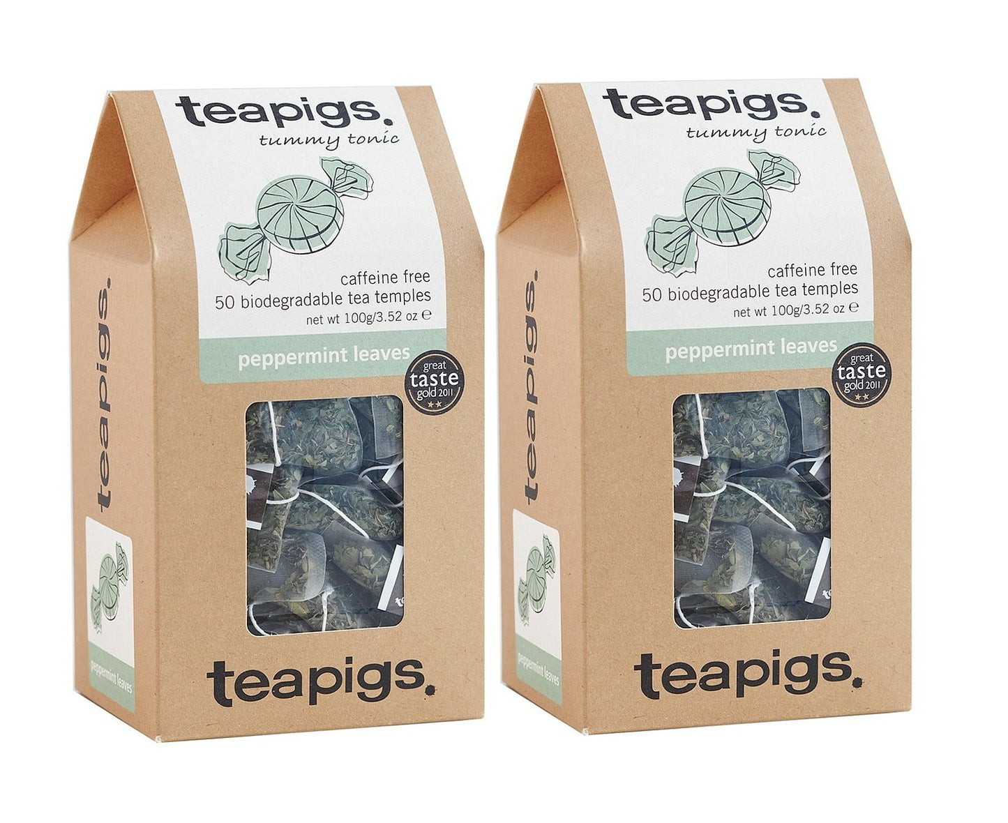 Teapigs Peppermint Leaves Tea 50 Temples (Pack of 2 - 100 Temples)