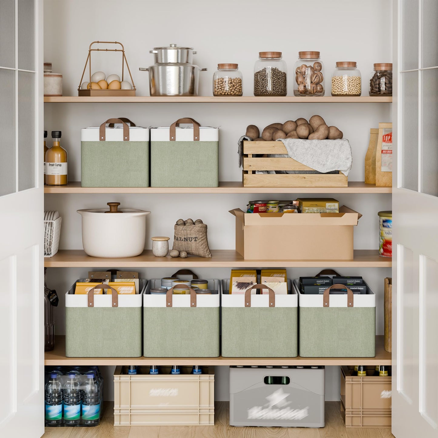 StorageWorks Storage Baskets for Shelves, Foldable Fabric Closet Storage Boxes with Handles, Wardrobe Organiser Boxes