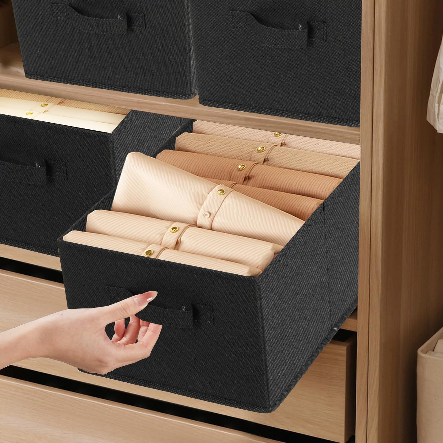 JAKAGO Foldable Wardrobe Fabric Storage Boxes 4 Pack, 39 x 29 x 20 cm