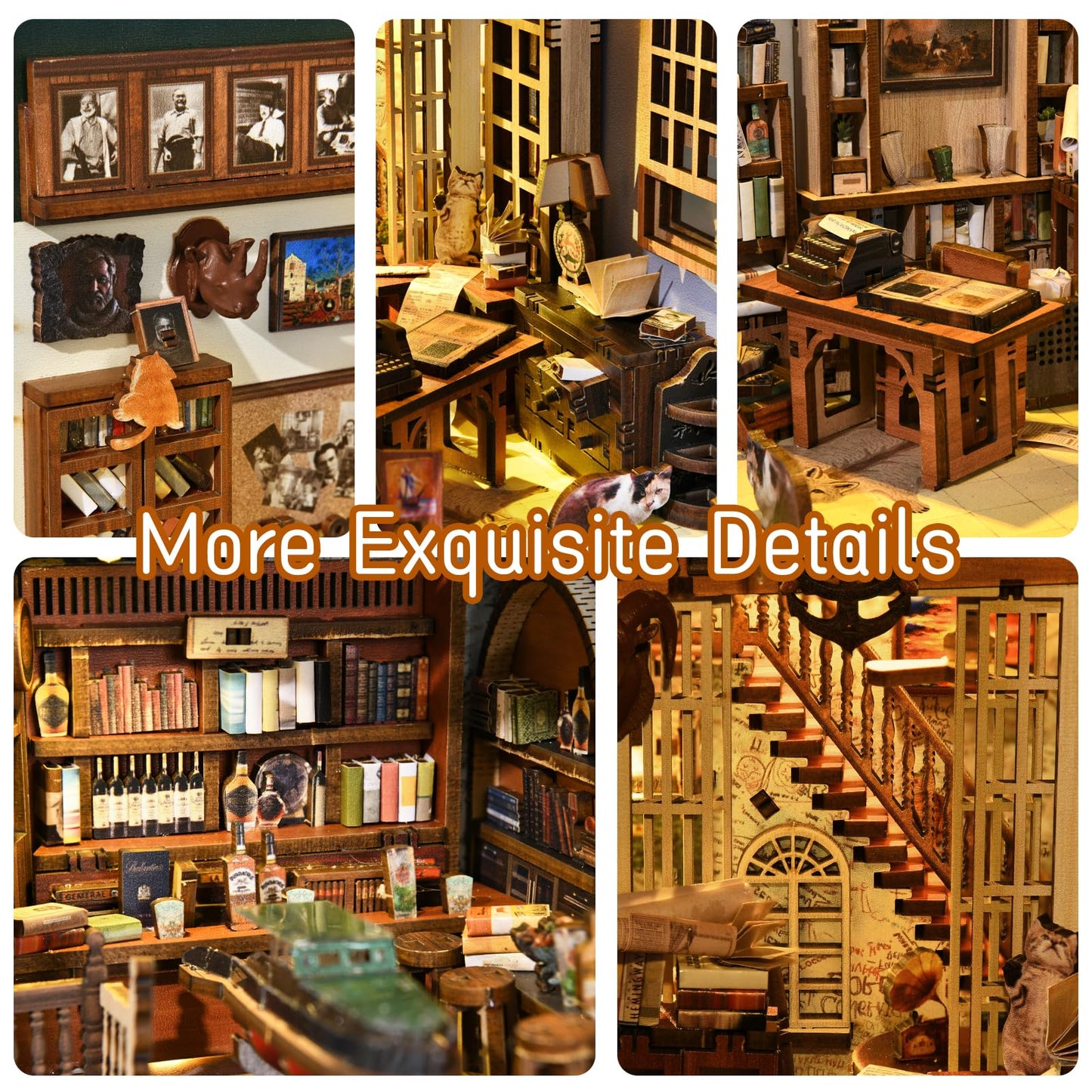 Minicity Book Nook Kit, DIY Dollhouse Booknook, Book Nook Miniature Kit for Bookshelf Insert Decor Crafts for Adults Teen Halloween, 3D Wooden Puzzle