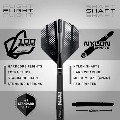 RED DRAGON Razor Edge Black 22g - Tungsten professional steel tip darts set with Dart Flights and Dart Shafts (stems)