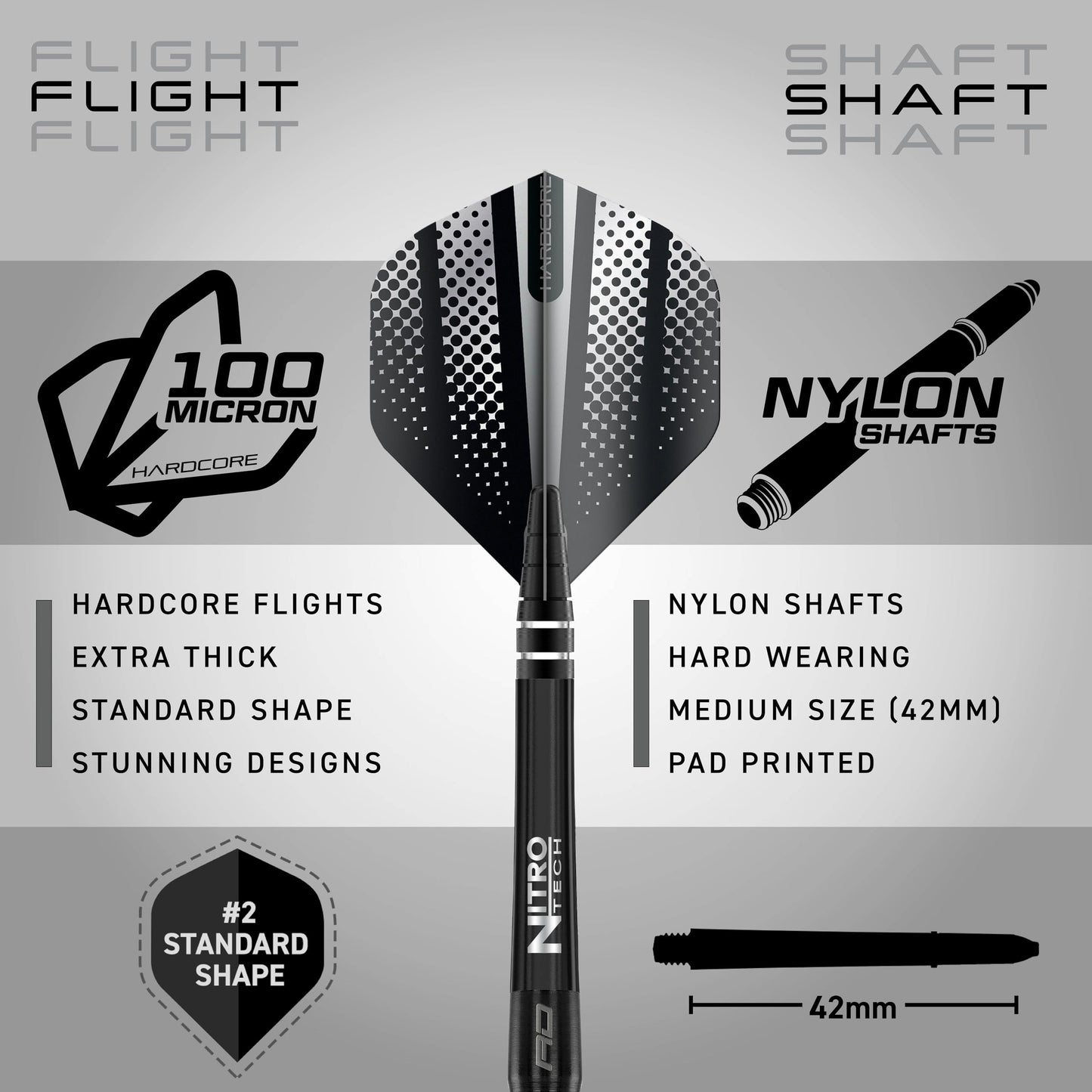 RED DRAGON Razor Edge Black 23g - Tungsten professional steel tip darts set with Dart Flights and Dart Shafts (stems)