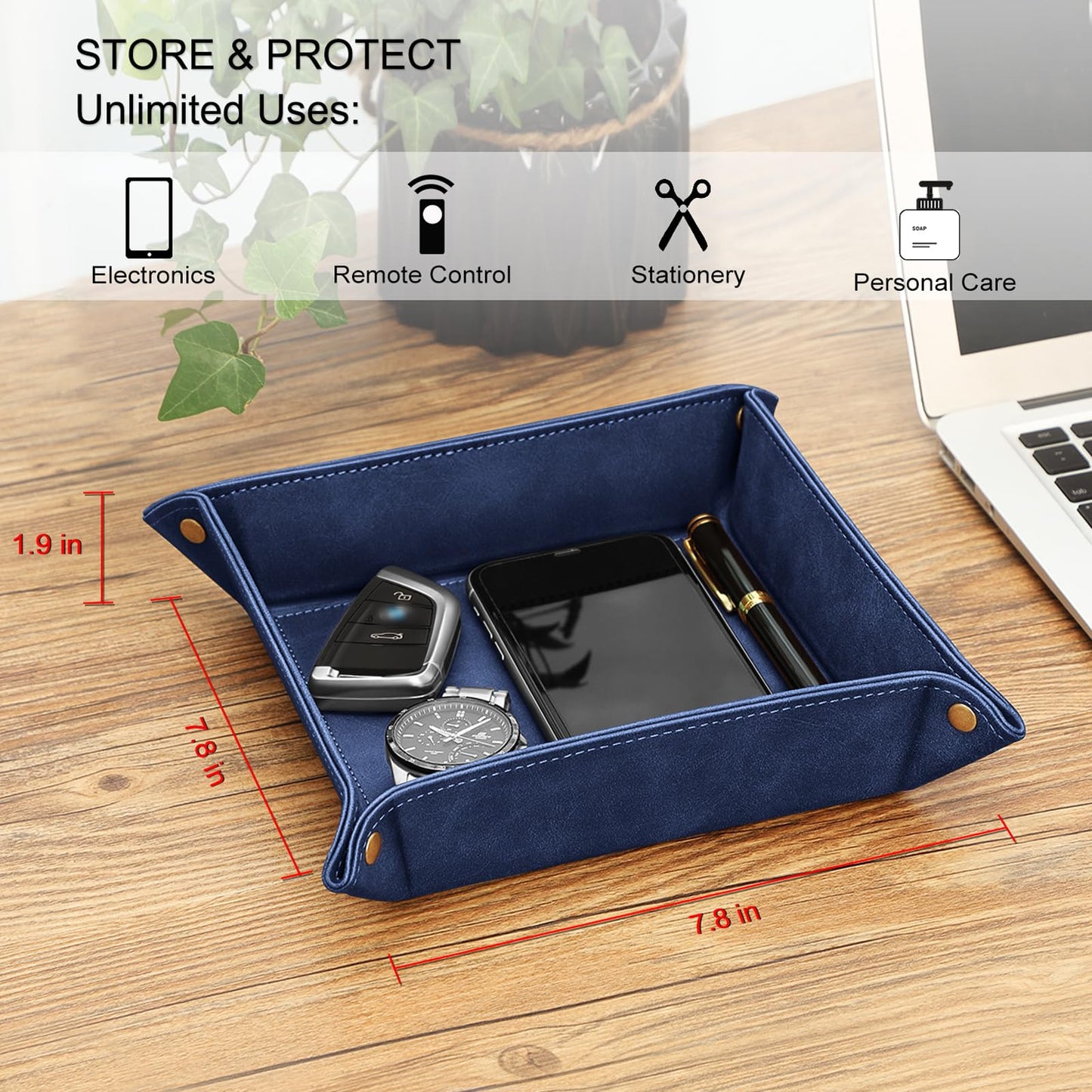 SITHON Valet Tray Premium PU Leather Desktop Storage Organizer