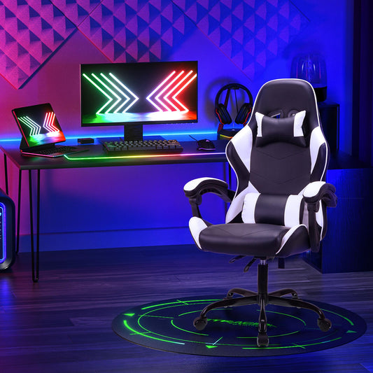 T-THREE.Ergonomic high-back gaming, computer, office, study, swivel, and racing-style chair with adjustable lumbar and headrest support, 150kg weight
