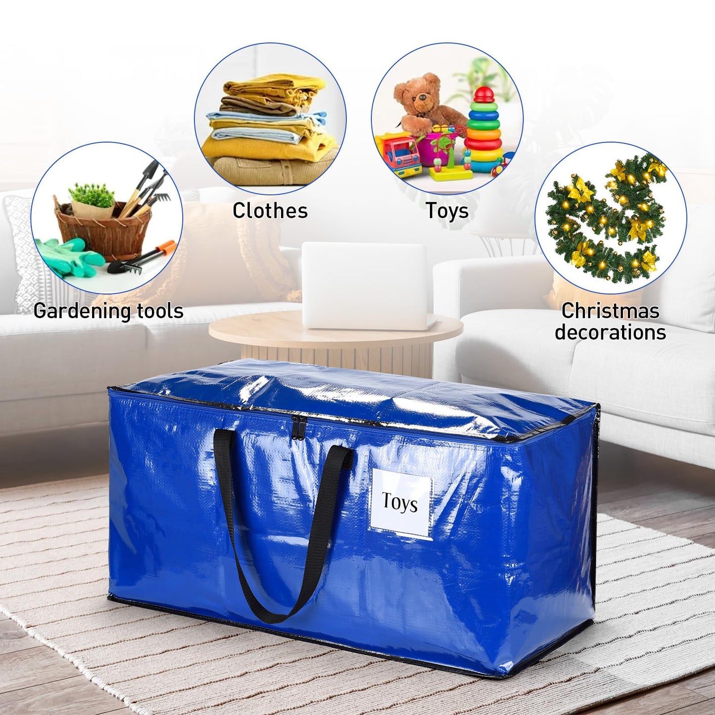 iespell Pack of 4 Extra Large Heavy Duty Storage Boxes with Lids, Large Strong Moving Boxes, Moving Bags, Vacuum Storage Bags