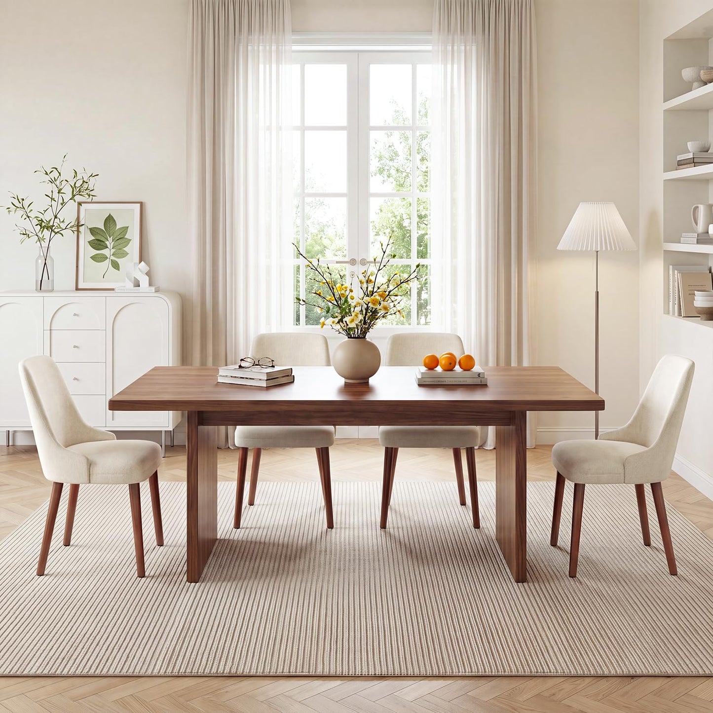 Dining Chairs Set of 4, Upholstered Dining Room Chairs with Ergonomic High Back, Thick Padded Seat, Skin-Friendly Fabric
